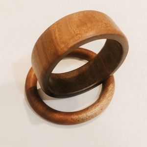 Solid Wood Bangle Bracelet Set